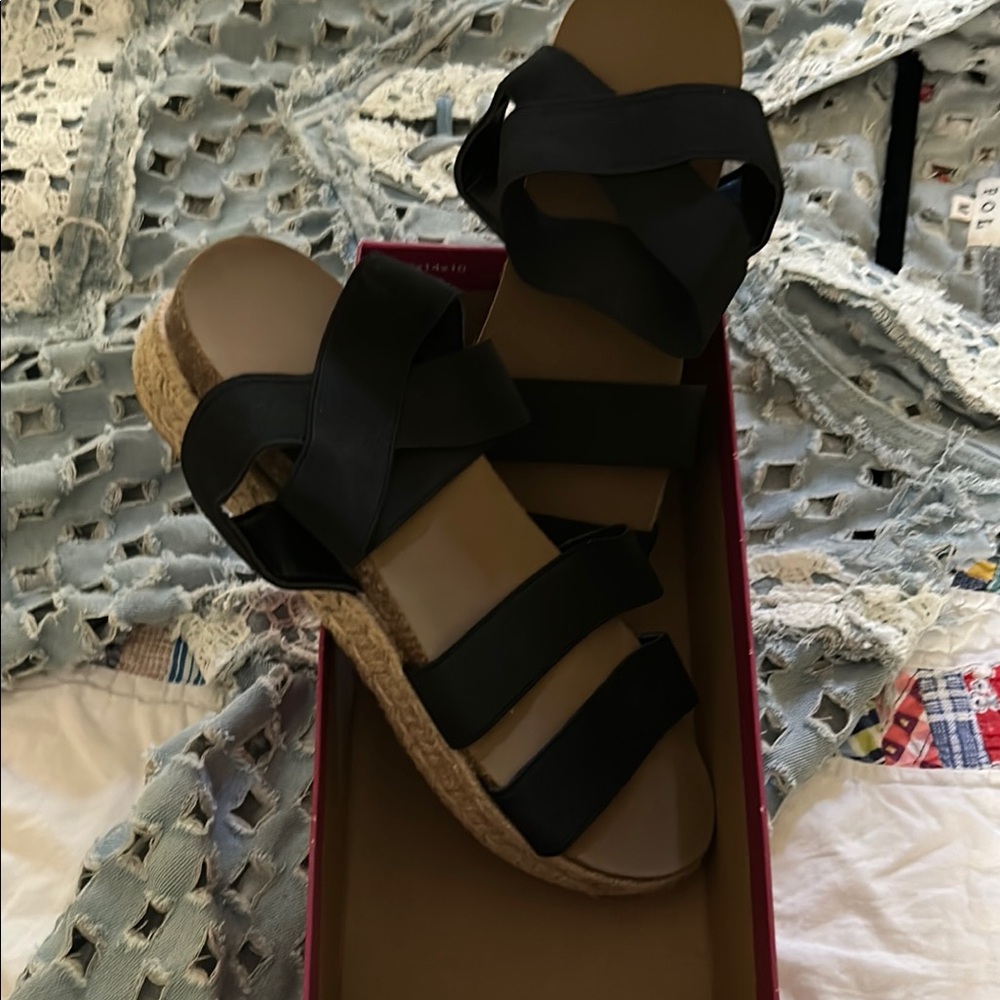 Women's New Black Strappy Sandals